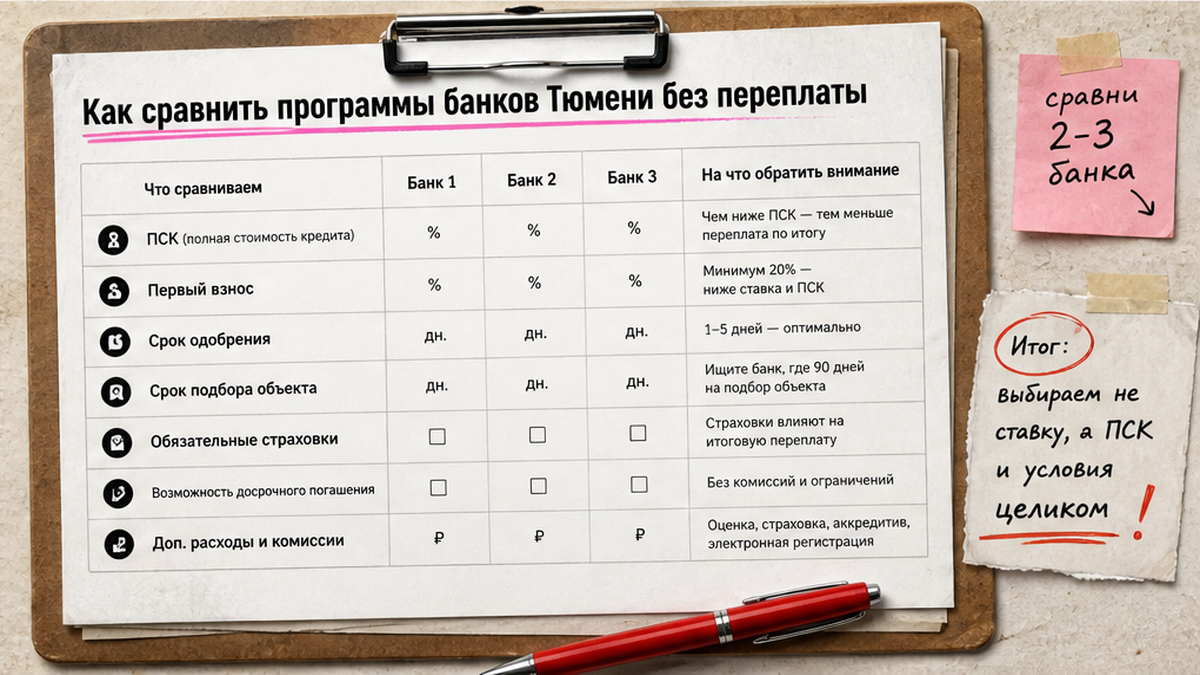 Чеклист: как сравнить банки по ипотеке в Тюмени без переплаты