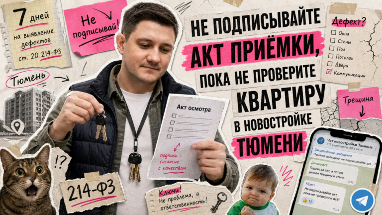 Обложка: приёмка квартиры в новостройке Тюмени — чеклист дефектов до подписания акта