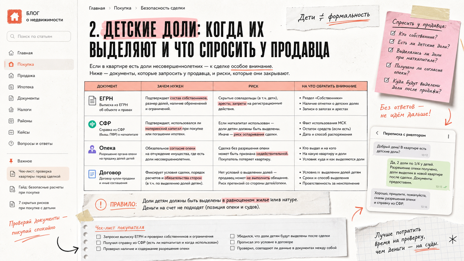 Сравнительная таблица / UI-мокап: 2. Детские доли: когда их выделяют и что спросить у продавца