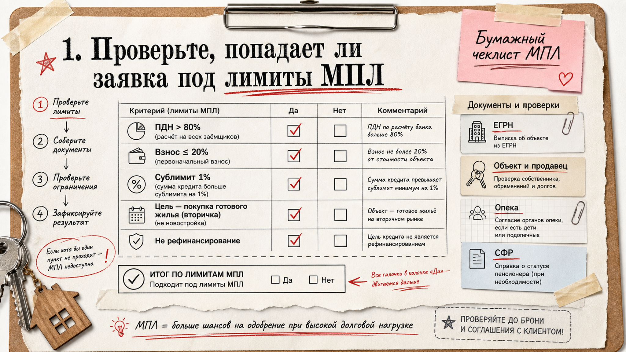 Чеклист / памятка: 1. Проверьте, попадает ли заявка под лимиты МПЛ