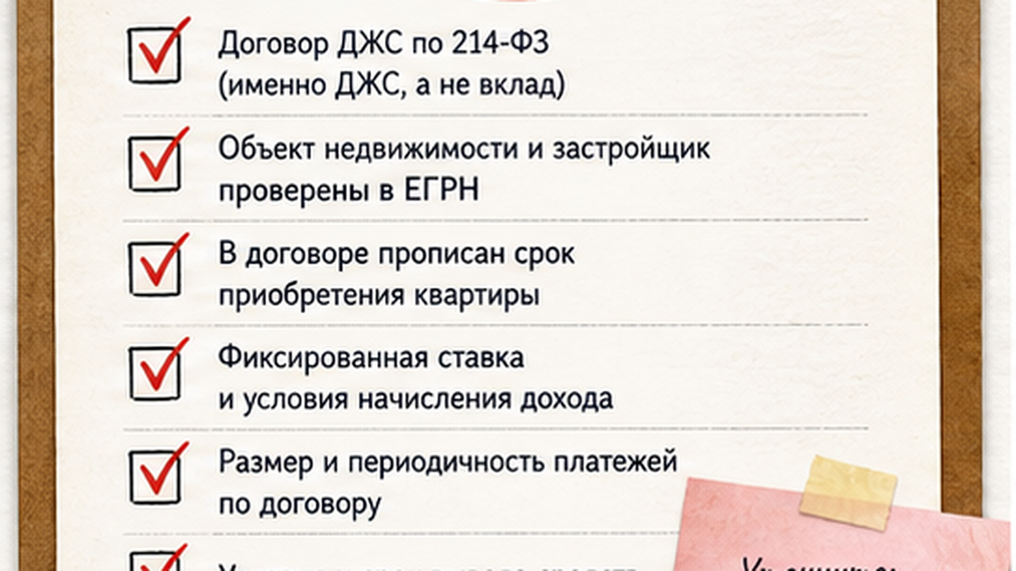 Чеклист / памятка: 1. Проверьте, что банк предлагает именно ДЖС