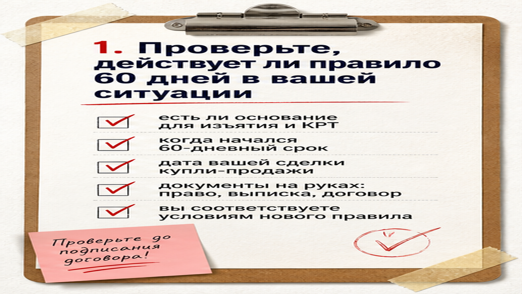 Чеклист / памятка: 1. Проверьте, действует ли правило 60 дней в вашей ситуации