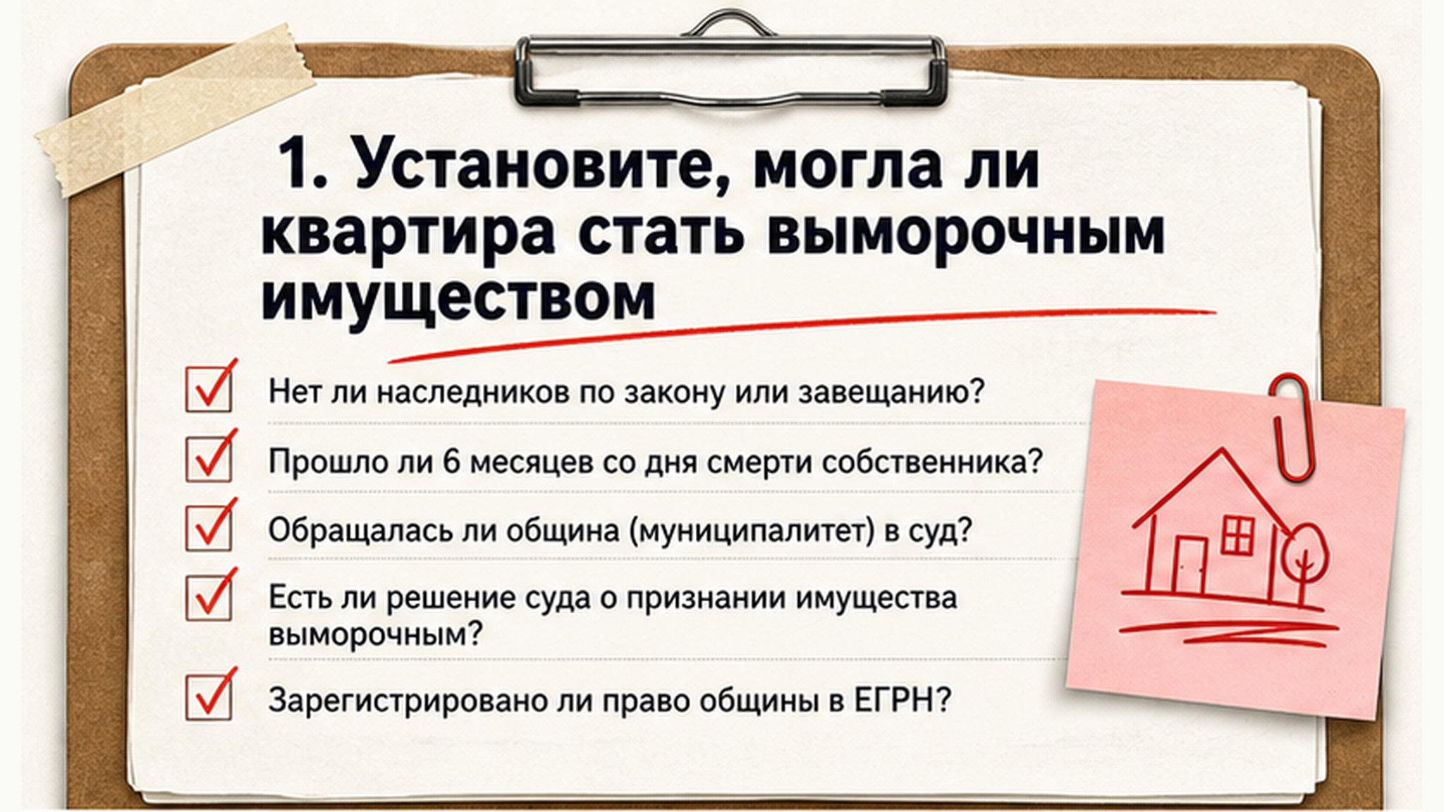 Чеклист / памятка: 1. Установите, могла ли квартира стать выморочным имуществом