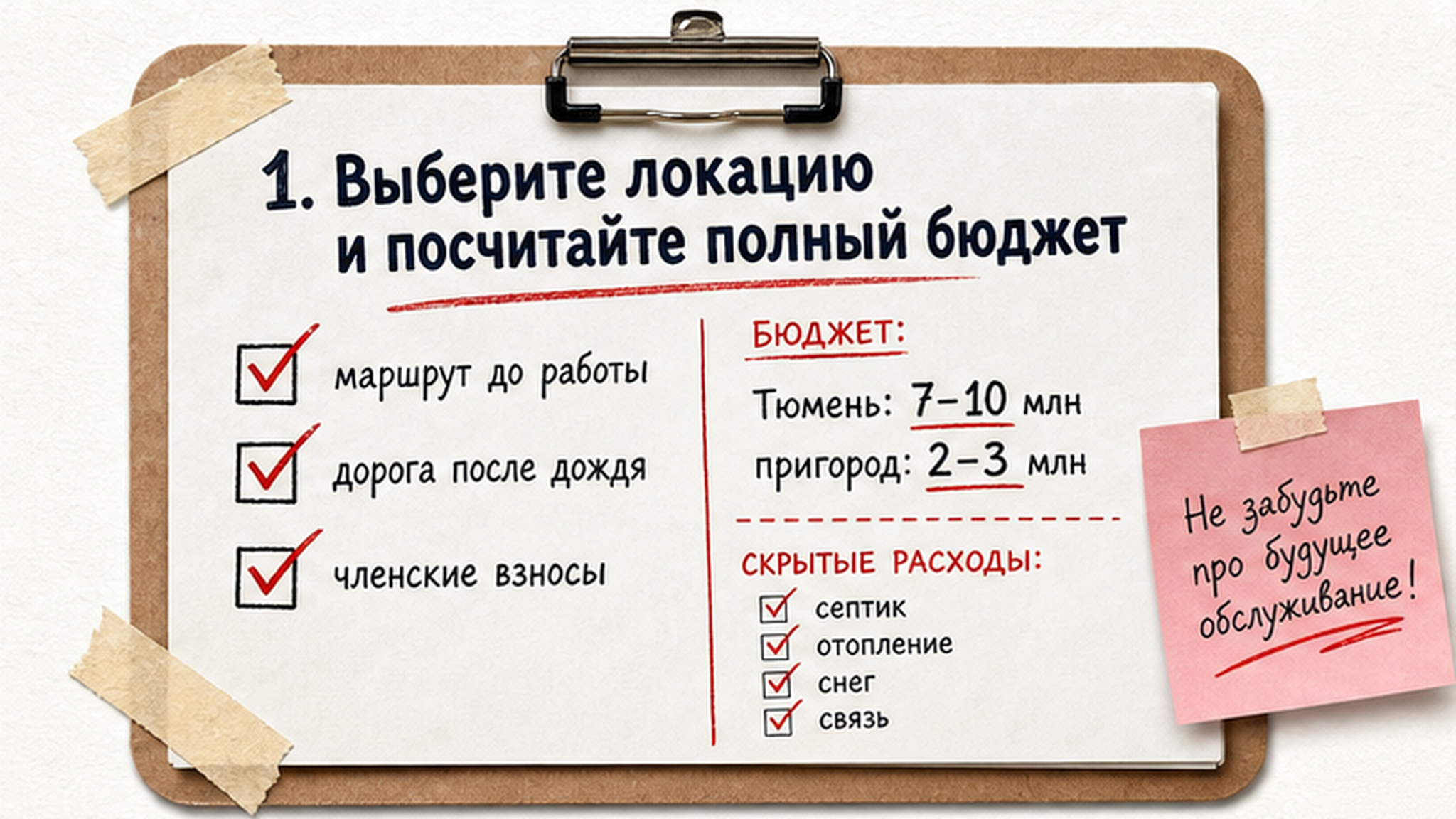 Чеклист / памятка: 1. Выберите локацию и посчитайте полный бюджет