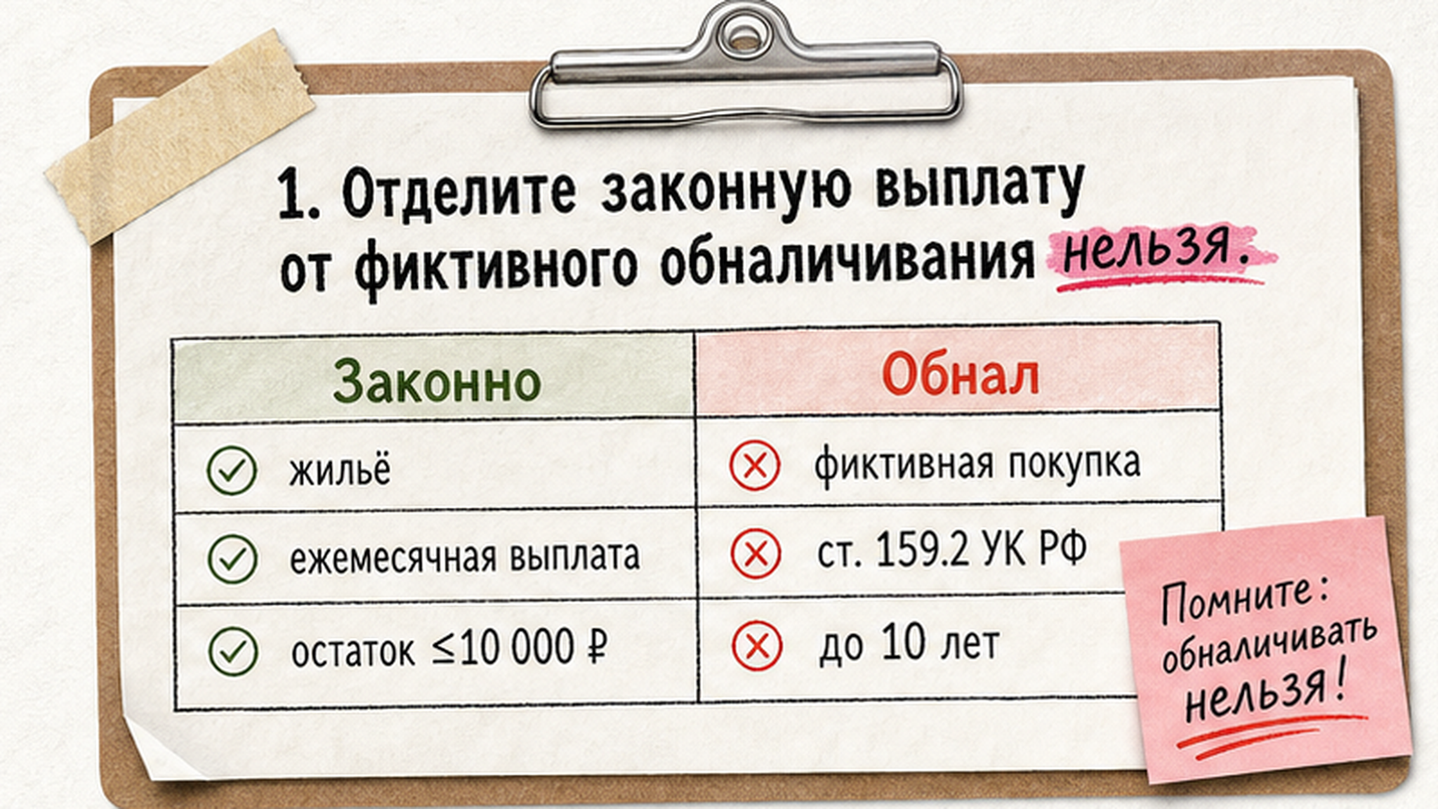 Сравнение законных выплат и фиктивного обналичивания маткапитала
