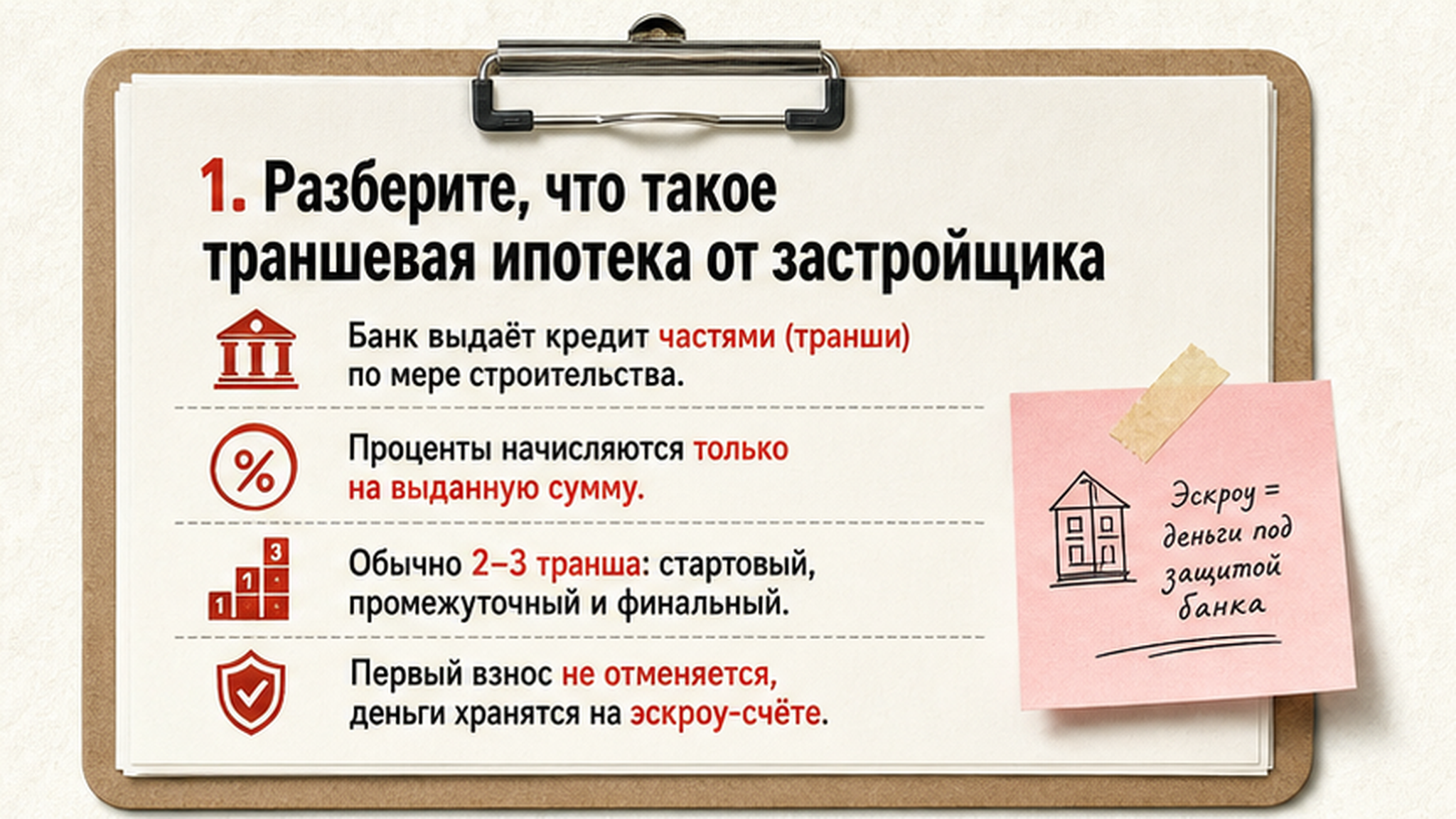 Схема траншевой ипотеки: кредит частями, платёж растёт после каждого транша