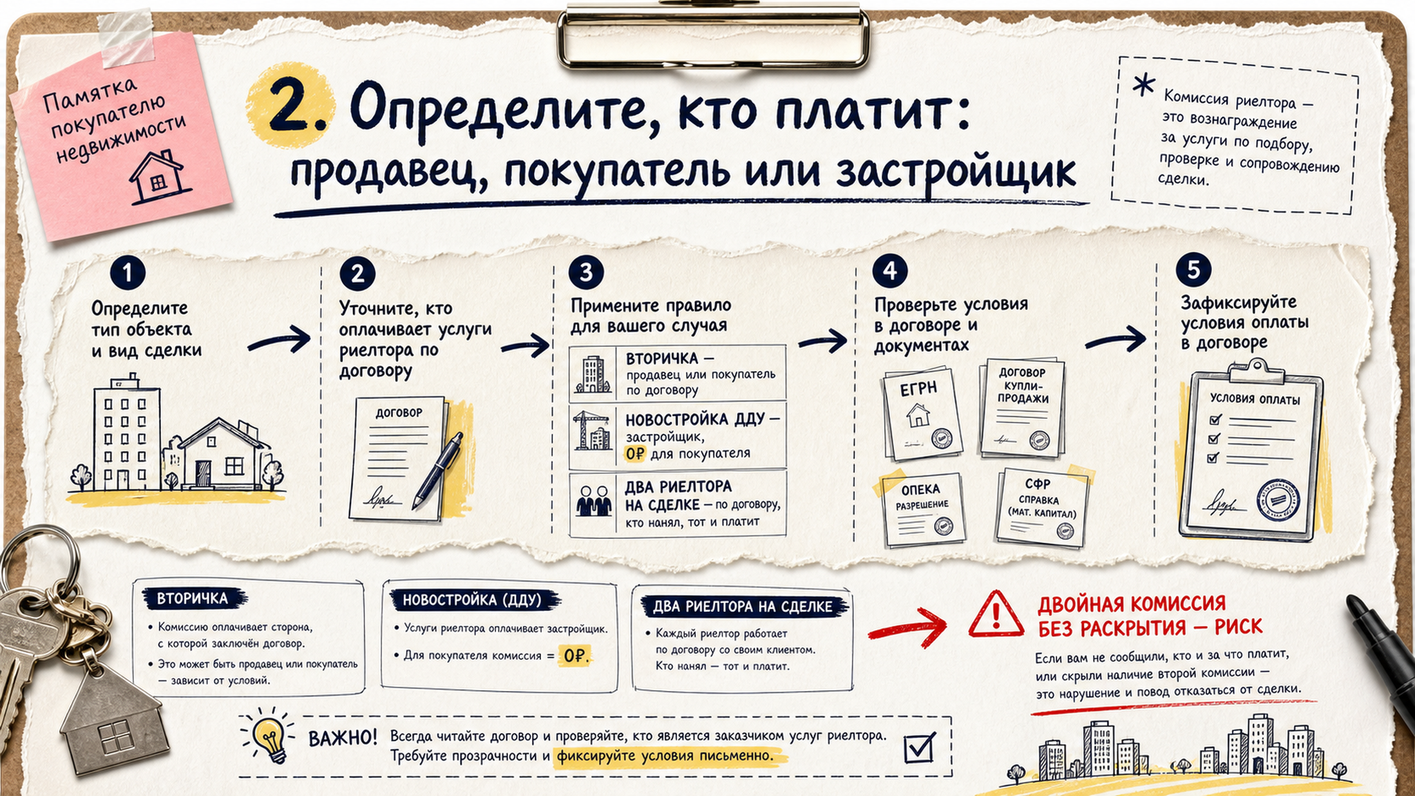 Схема: кто платит комиссию риэлтора — продавец, покупатель или застройщик