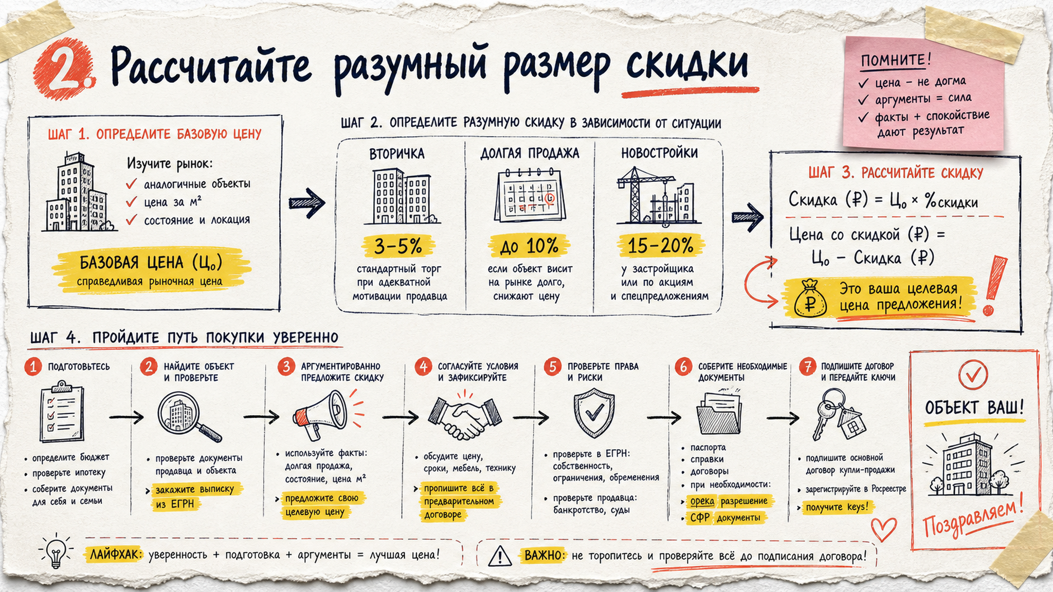 Схема шагов / маршрут: 2. Рассчитайте разумный размер скидки