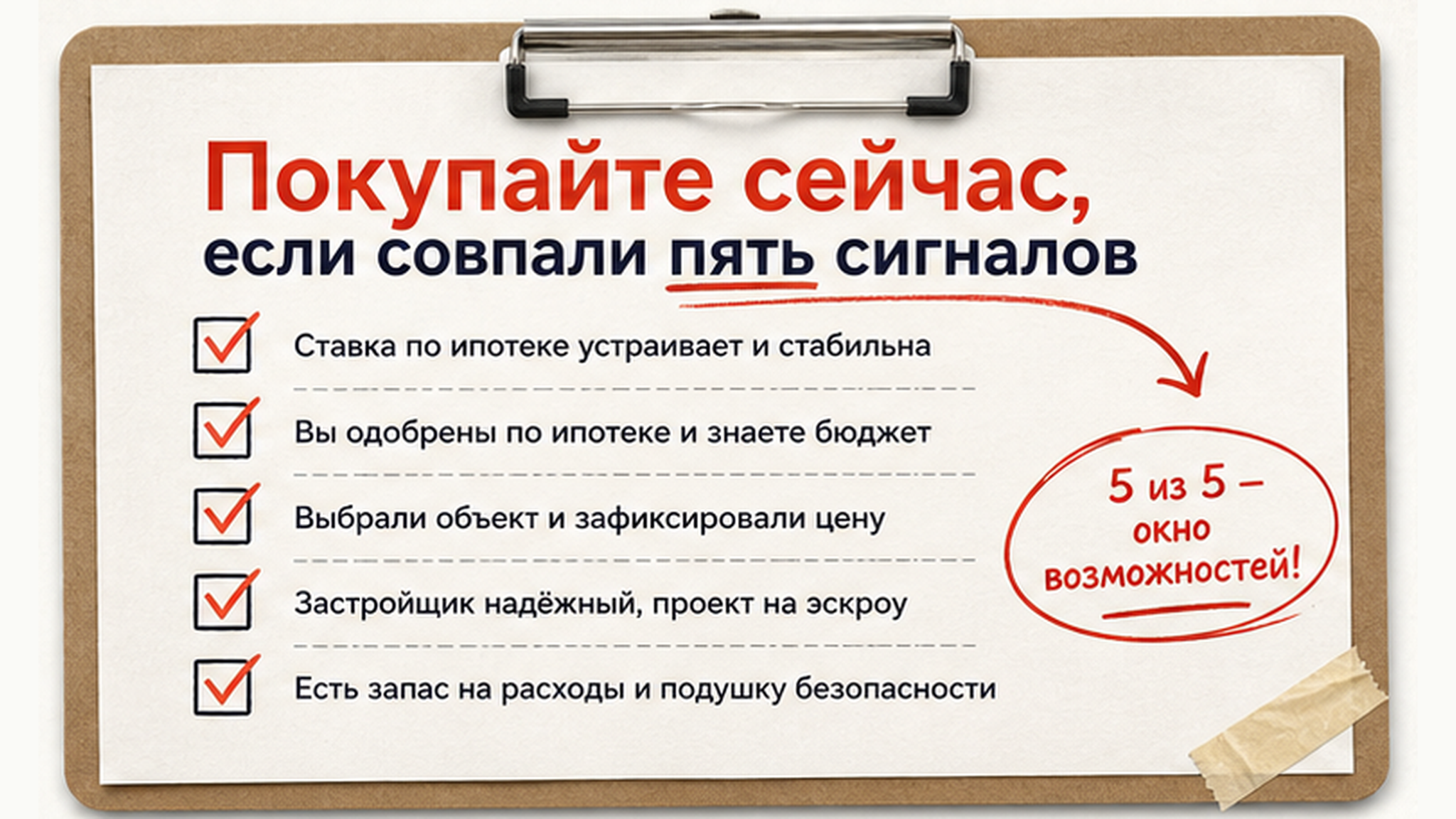 Чеклист / памятка: Покупайте сейчас, если совпали пять сигналов