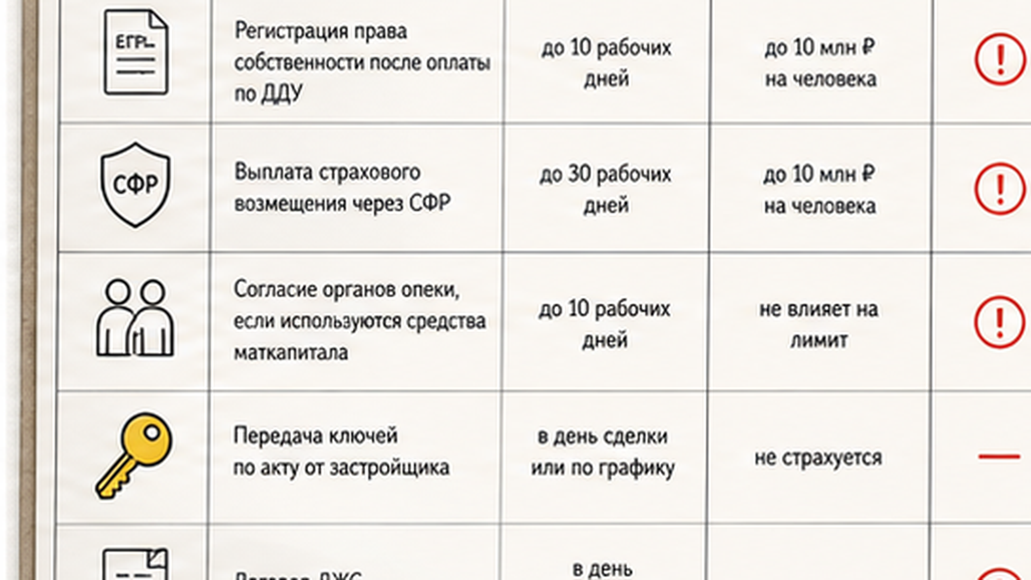 Сравнительная таблица на бумаге: 3. Зафиксируйте сроки вывода и страховой лимит