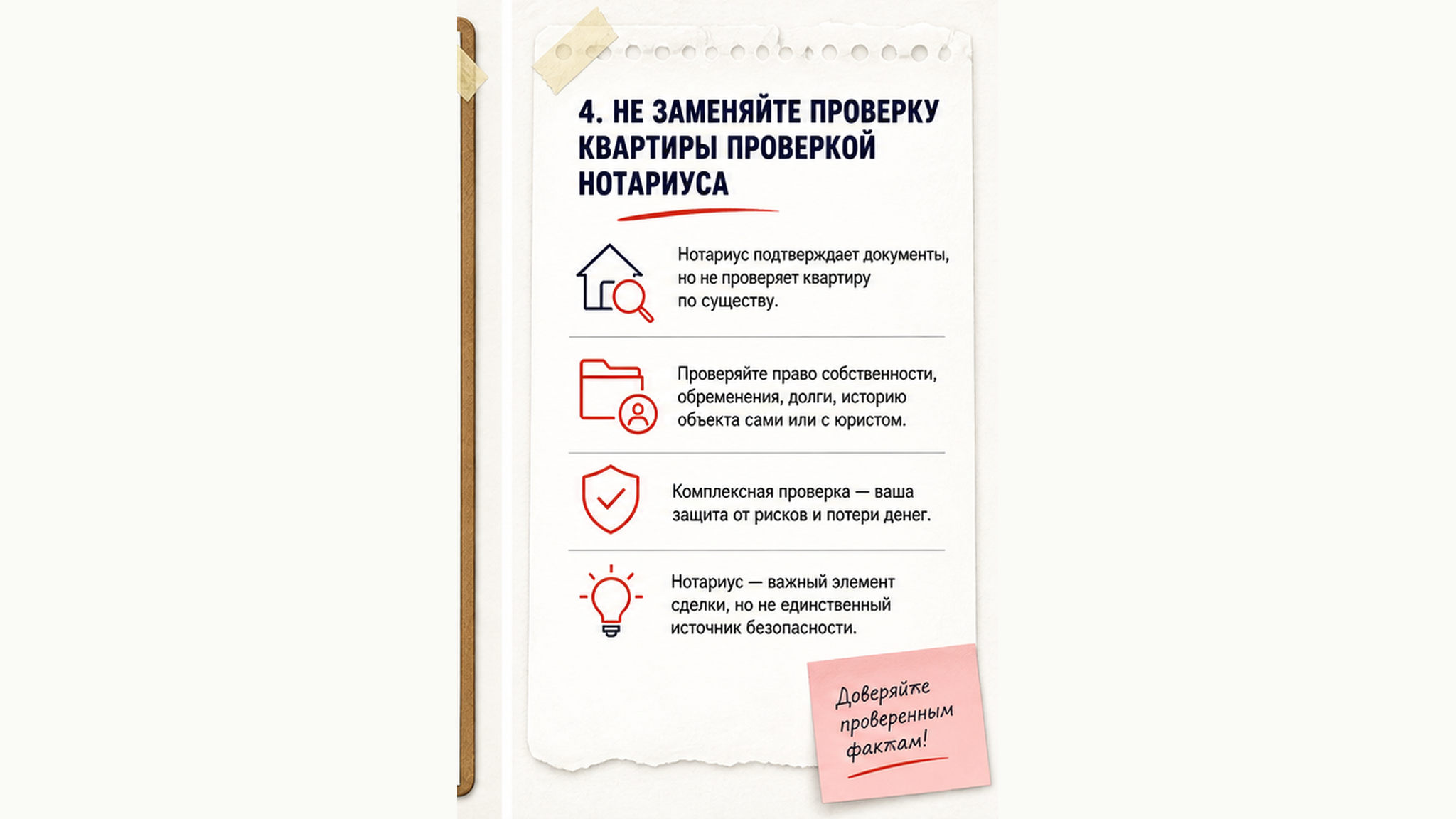 Что проверяет нотариус при покупке квартиры — и чего он не делает