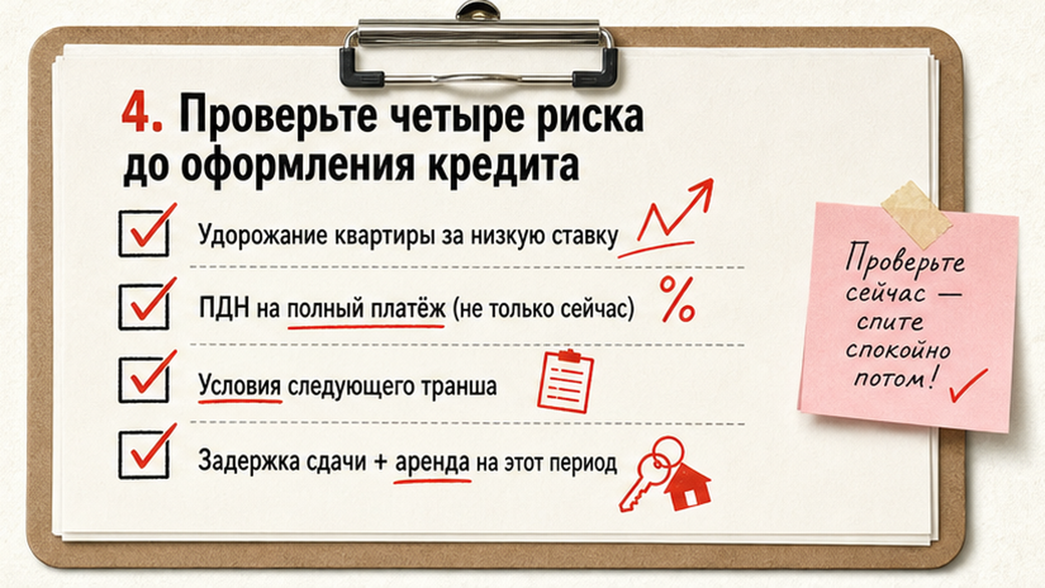 Чеклист четырёх рисков траншевой ипотеки до подписания ДДУ