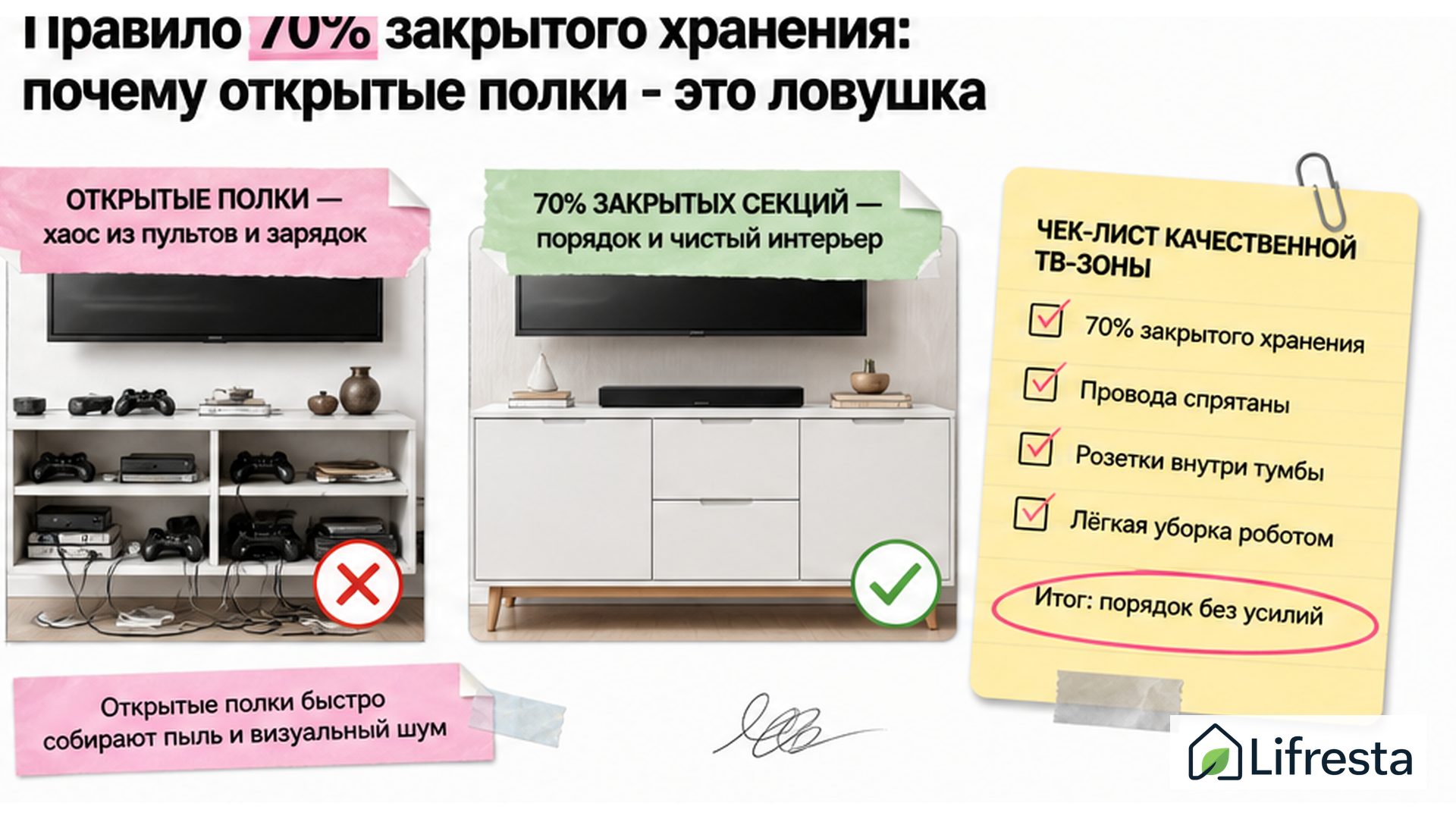 Открытые полки vs правило 70% закрытого хранения в ТВ-зоне