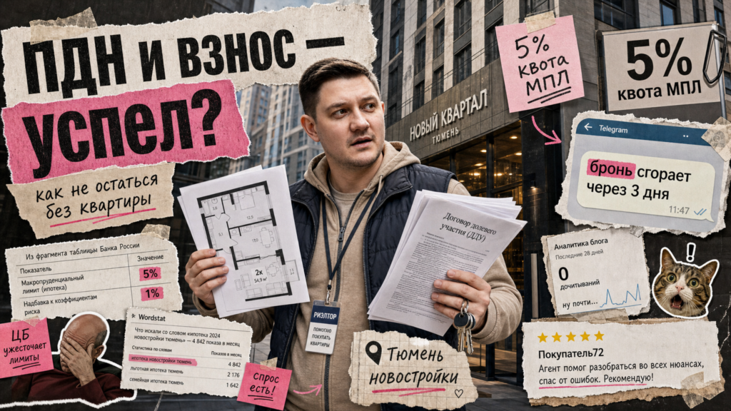 Риэлтор у новостройки: мем-коллаж про ужесточение МПЛ и риск потерять бронь до одобрения ипотеки