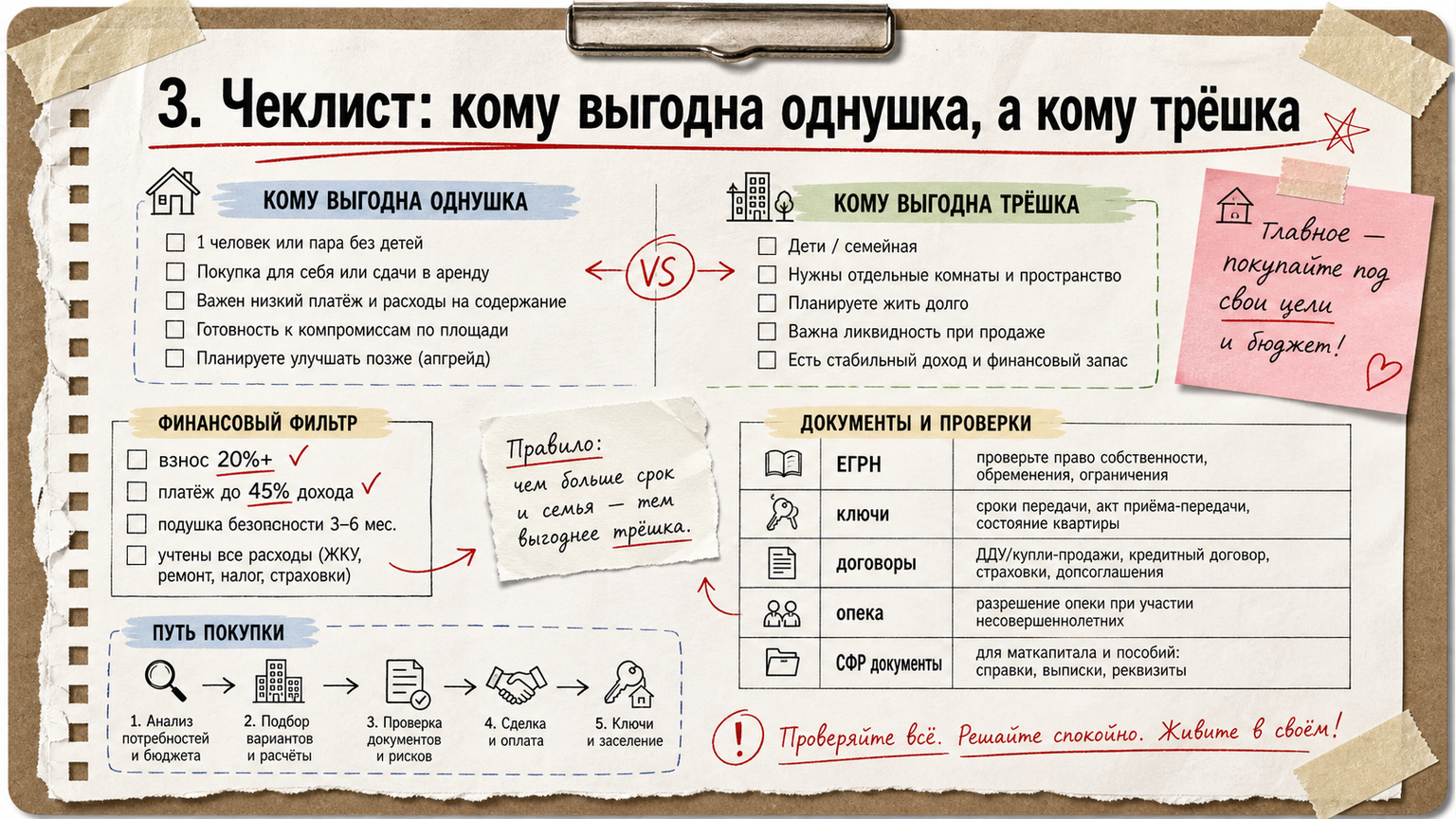 Чеклист выбора однушки или трёшки
