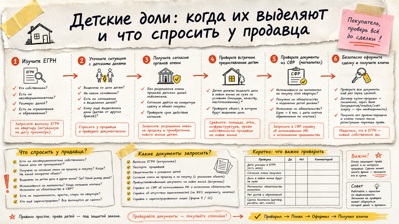 Схема шагов / маршрут: Детские доли: когда их выделяют и что спросить у продавца