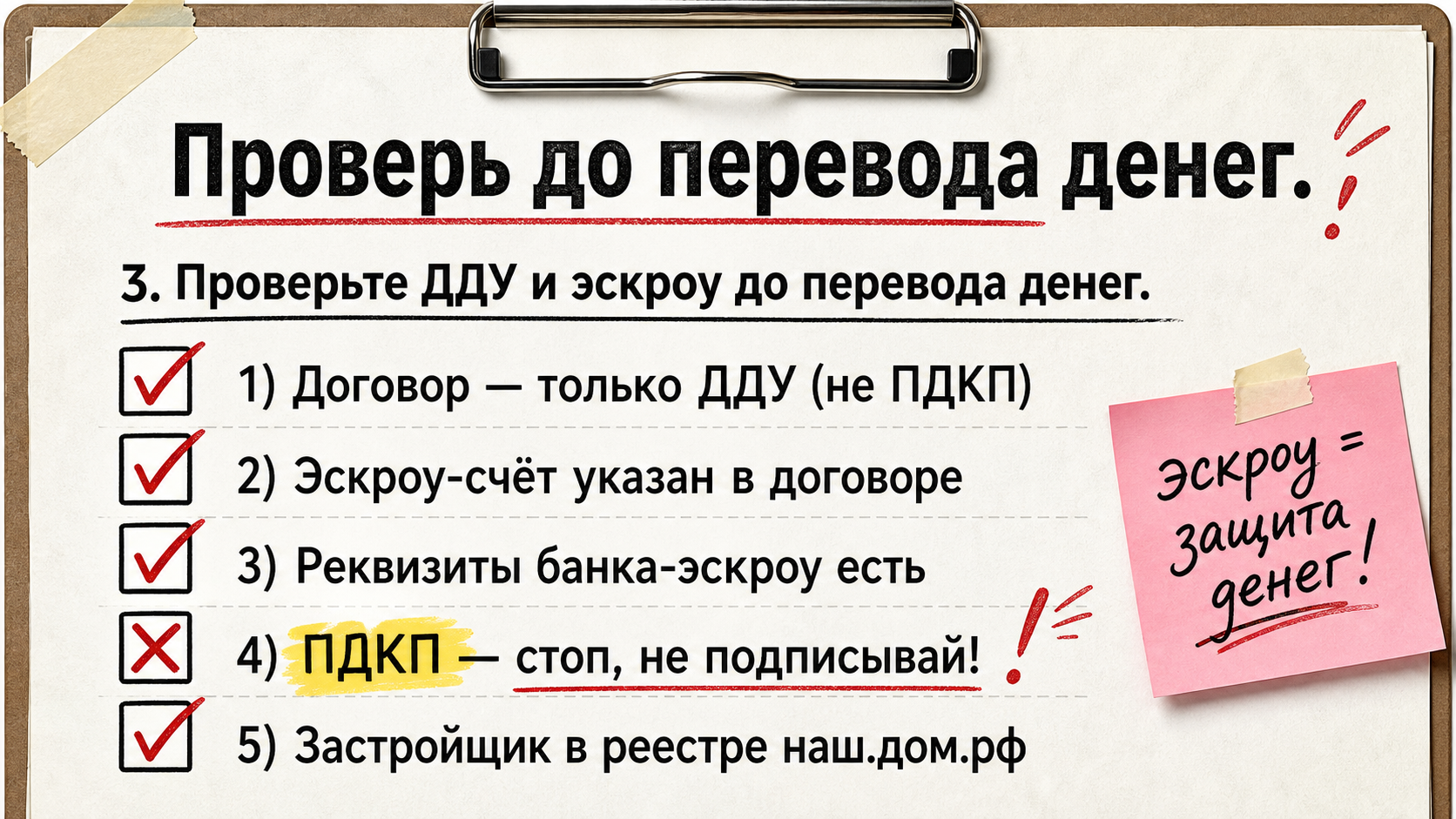 Чеклист проверки ДДУ и эскроу перед переводом денег застройщику в Тюмени