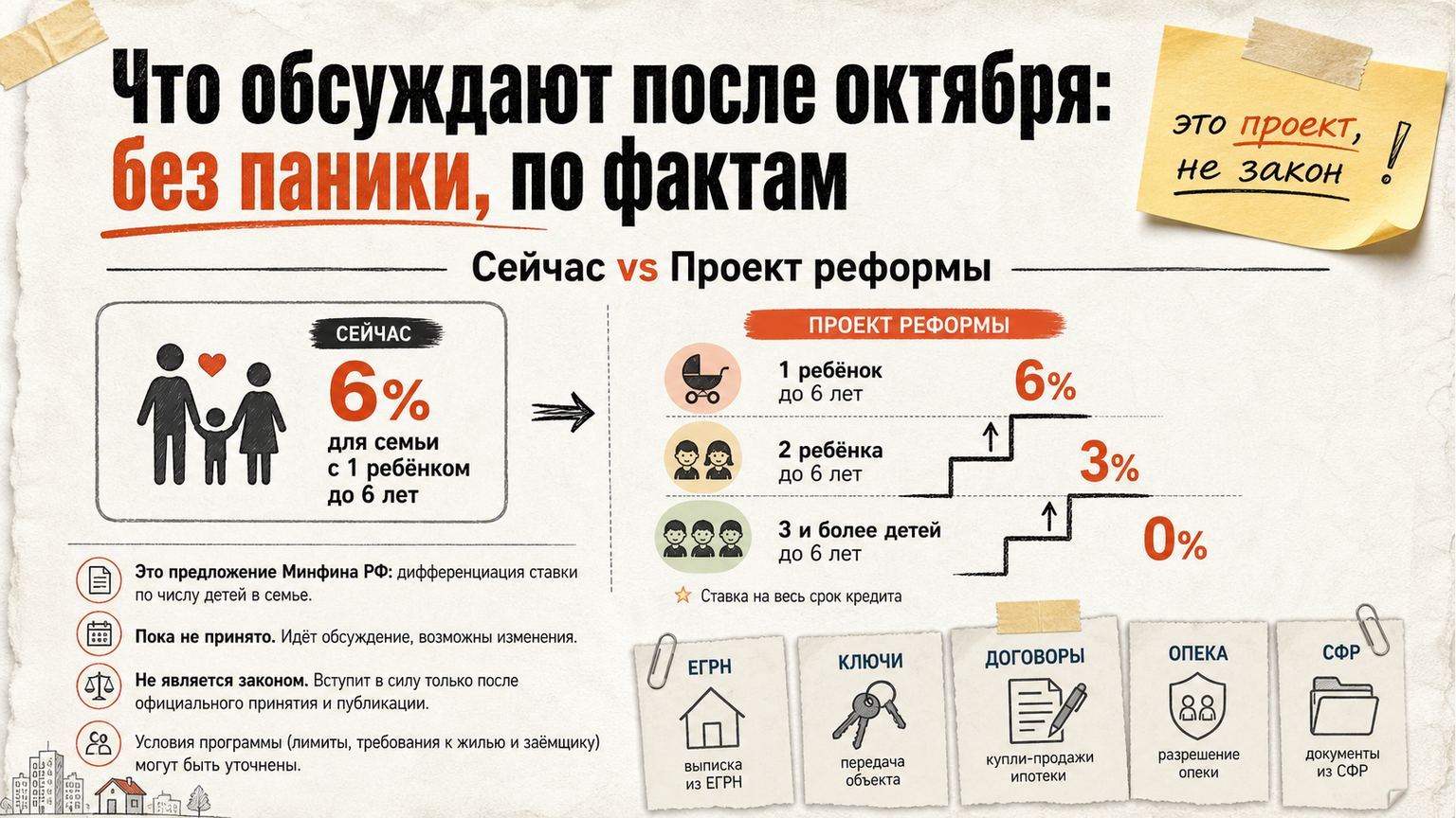 Инфографика: текущие 6% vs обсуждаемая дифференциация ставки после октября 2026