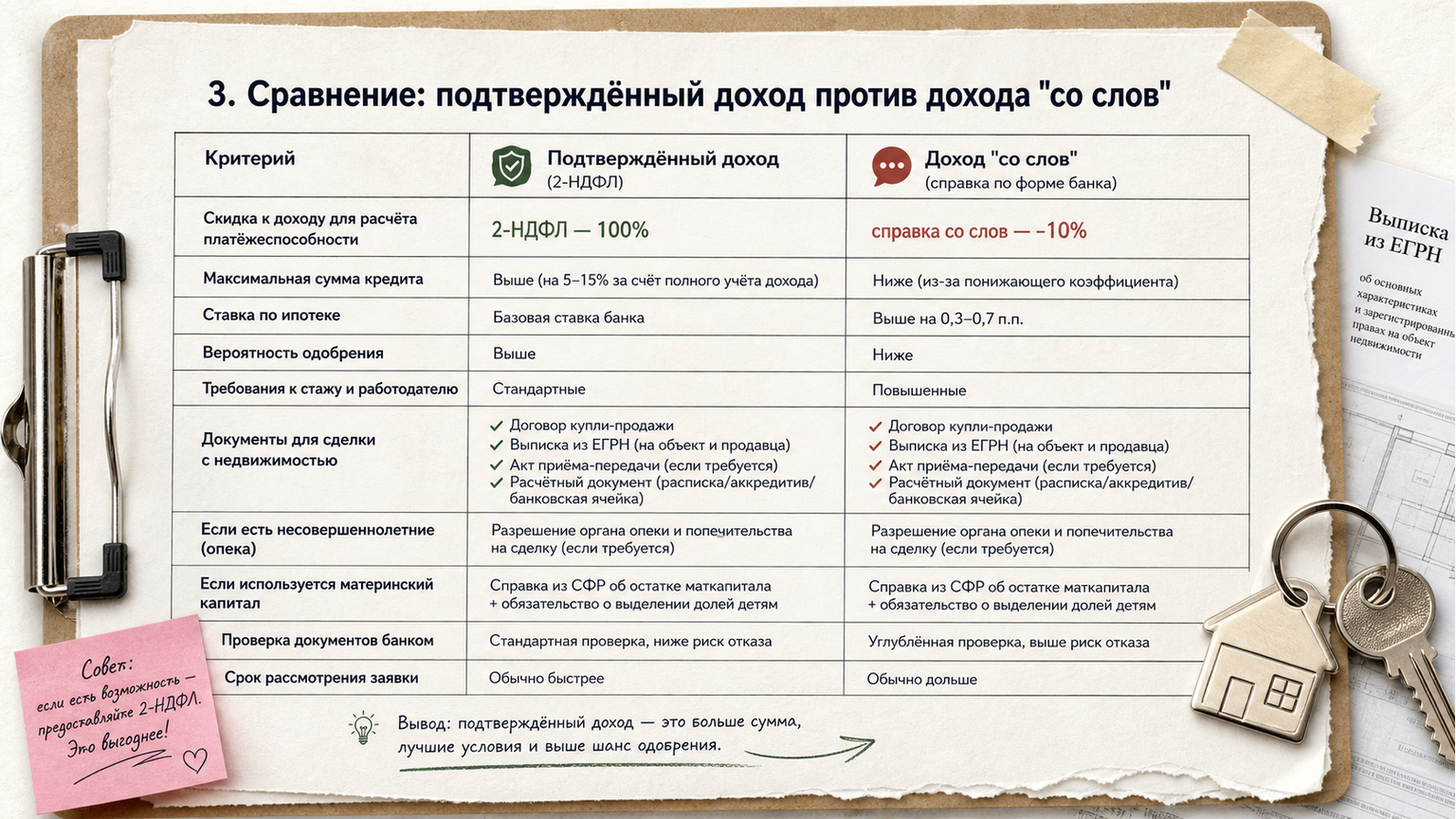 Сравнение подтверждённого и неофициального дохода в банке