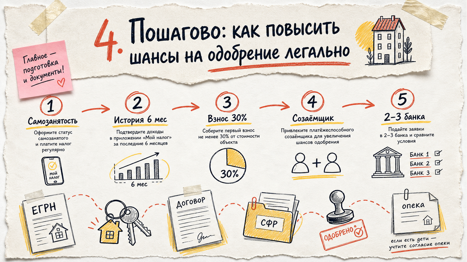 Пошаговая схема легального повышения шансов на ипотеку