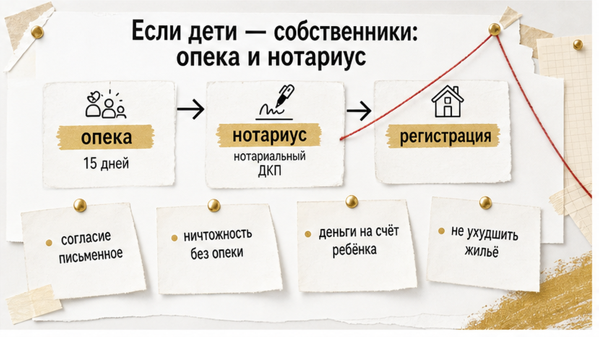 Схема продажи с детской долей: опека и нотариус