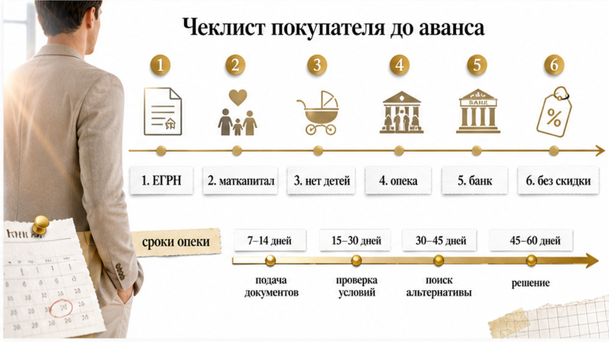 Чеклист до аванса: ЕГРН, маткапитал, опека, банк