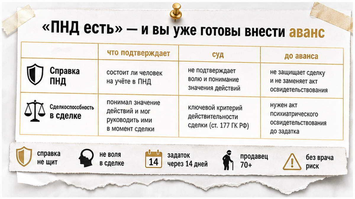 Справка из ПНД на показе — почему этого мало до аванса у пожилого продавца