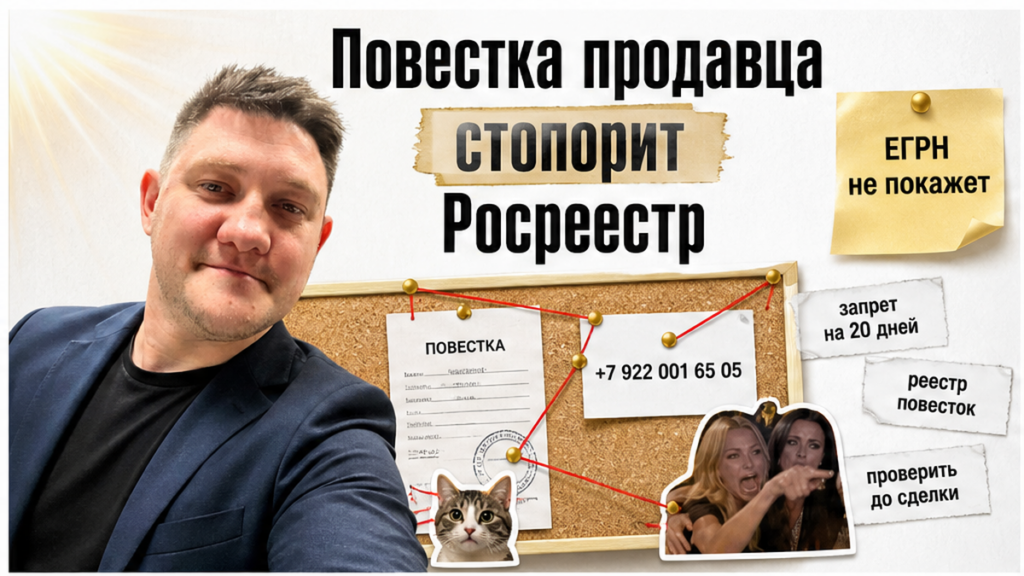 Повестка продавца и остановка регистрации в Росреестре