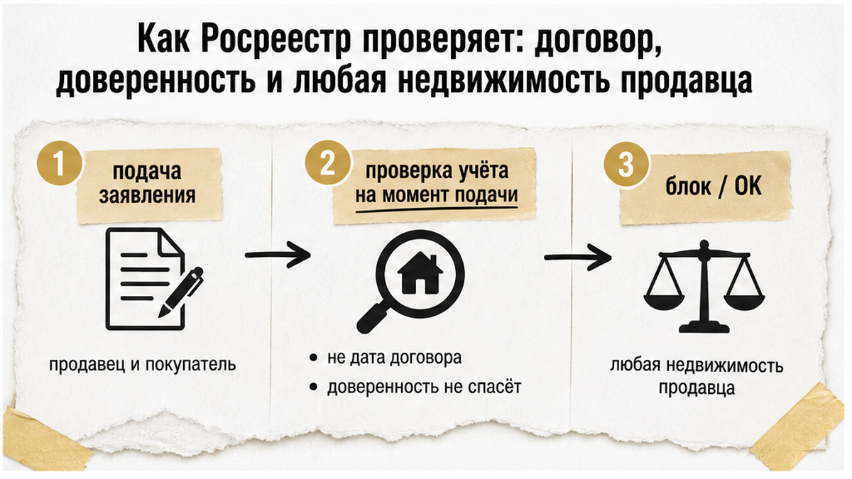 Схема: как Росреестр проверяет продавца и покупателя при регистрации