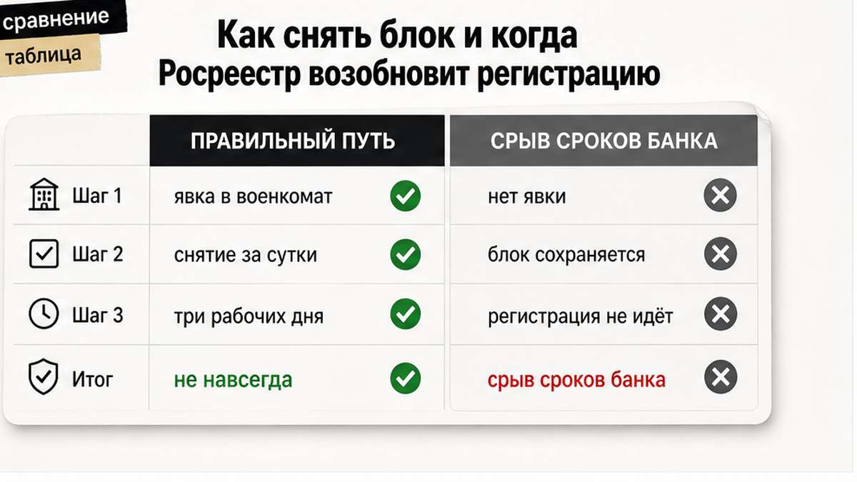 Как снять блок регистрации и сроки возобновления
