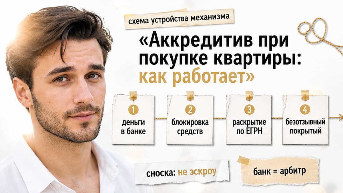 Схема аккредитива: деньги на счёте, раскрытие по ЕГРН, безотзывный покрытый