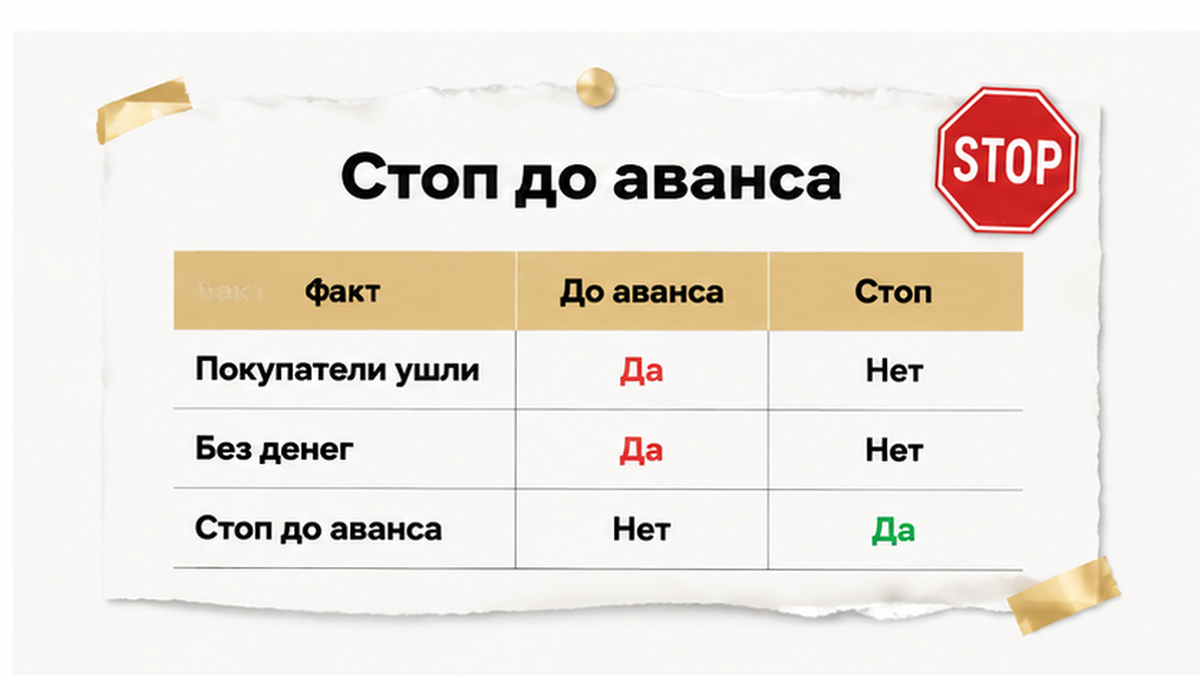 Стоп до аванса: родственники согласились, покупатели ушли, без денег.