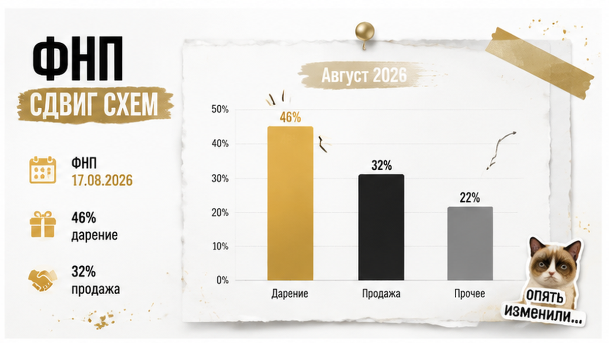 График ФНП: 46% дарение, 32% продажа, нотариальные 8,5%.