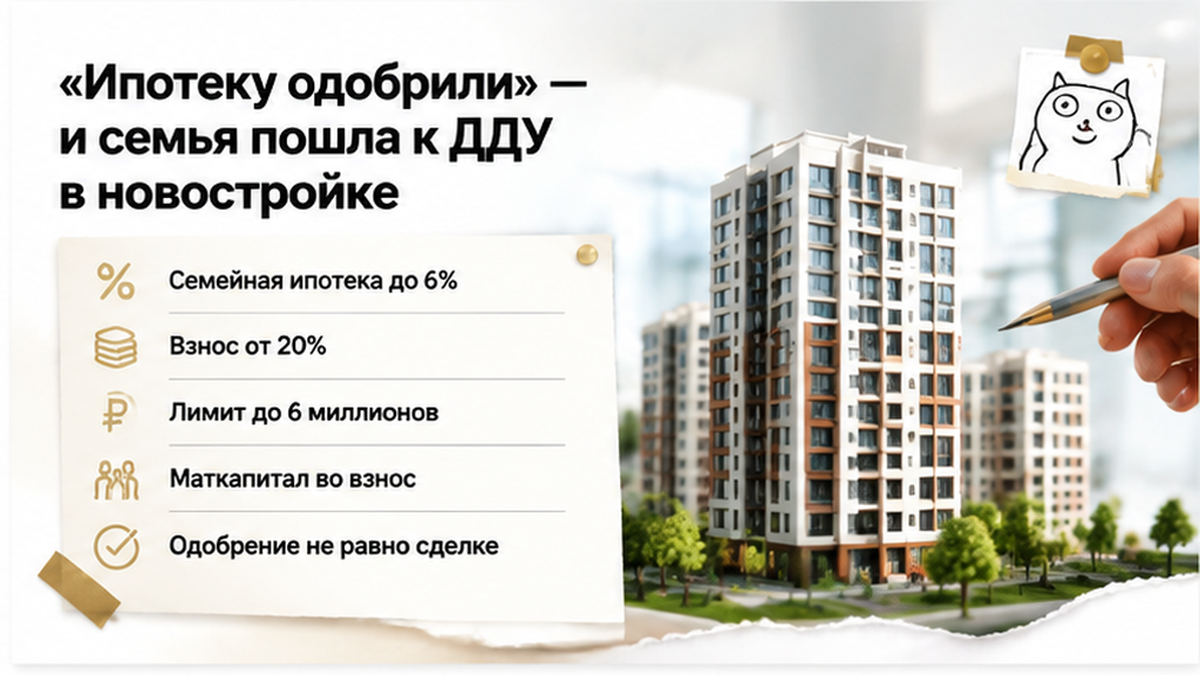 Семья рассматривает макет жилого комплекса перед оформлением договора.