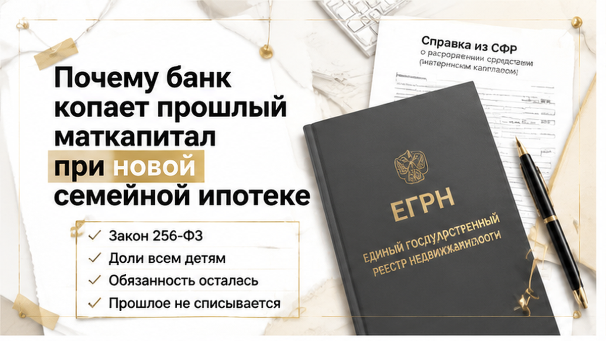 Документы СФР и выписка ЕГРН на столе для банковской проверки.
