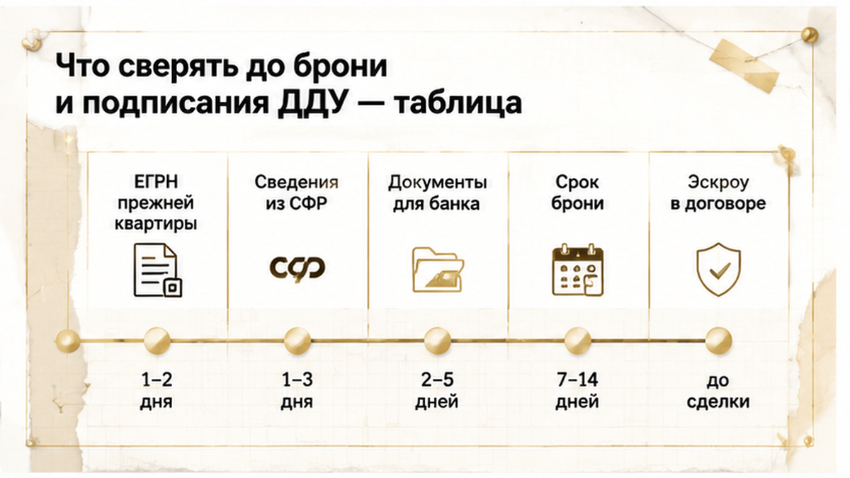 Шкала проверок документов перед бронированием квартиры и подписанием ДДУ.