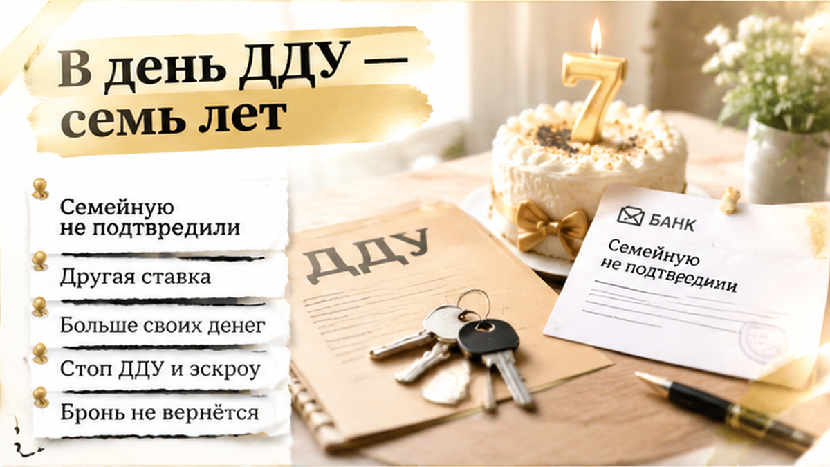 реалистичный кадр (без лица хоста) к разделу «В день подписания ДДУ исполнилось семь — банк п…» в Тюмени — иллюстрация к кейсу о сделке.