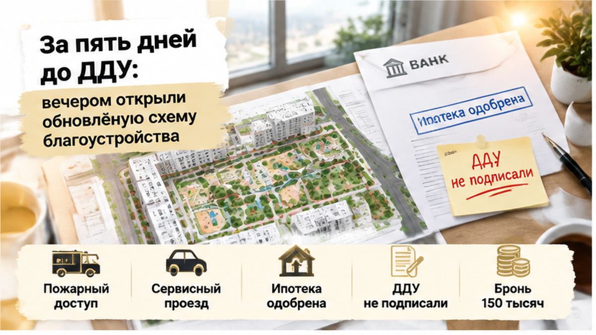 реалистичный кадр (без лица хоста) к разделу «За пять дней до ДДУ: вечером открыли обновлённу…» в Тюмени — иллюстрация к кейсу о сделке.