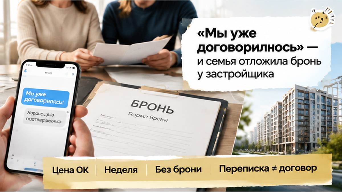 реалистичный кадр (без лица хоста) к разделу ««Мы уже договорились» — и семья отложила бронь…» в Тюмени — иллюстрация к кейсу о сделке.