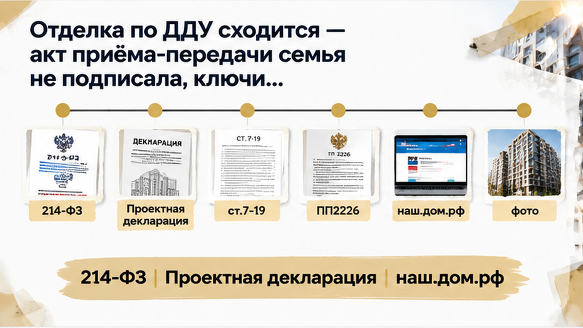 график / шкала сроков по новостройке в Тюмени: 214-ФЗ, Проектная декларация, наш.дом.рф — иллюстрация к разбору сделки.