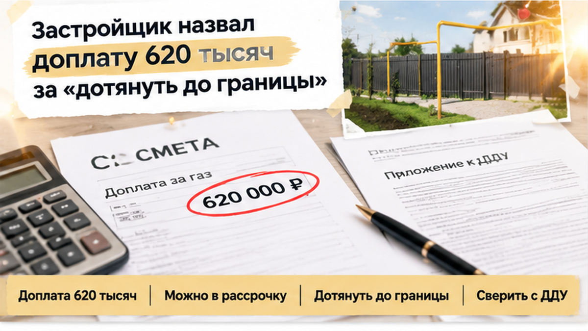 реалистичный кадр (без лица хоста) к разделу «Застройщик назвал доплату 620 тысяч за «дотянут…» в Тюмени — иллюстрация к кейсу о сделке.