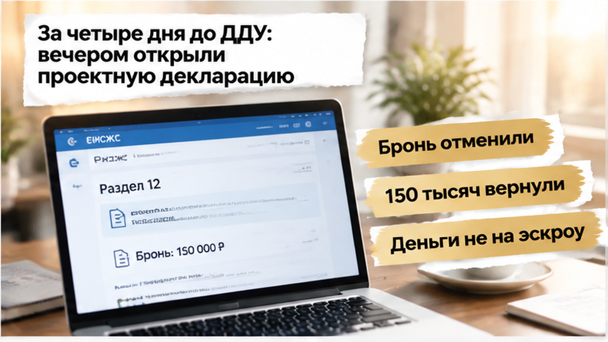 реалистичный кадр (без лица хоста) к разделу «За четыре дня до ДДУ: вечером открыли проектную…» в Тюмени — иллюстрация к кейсу о сделке.