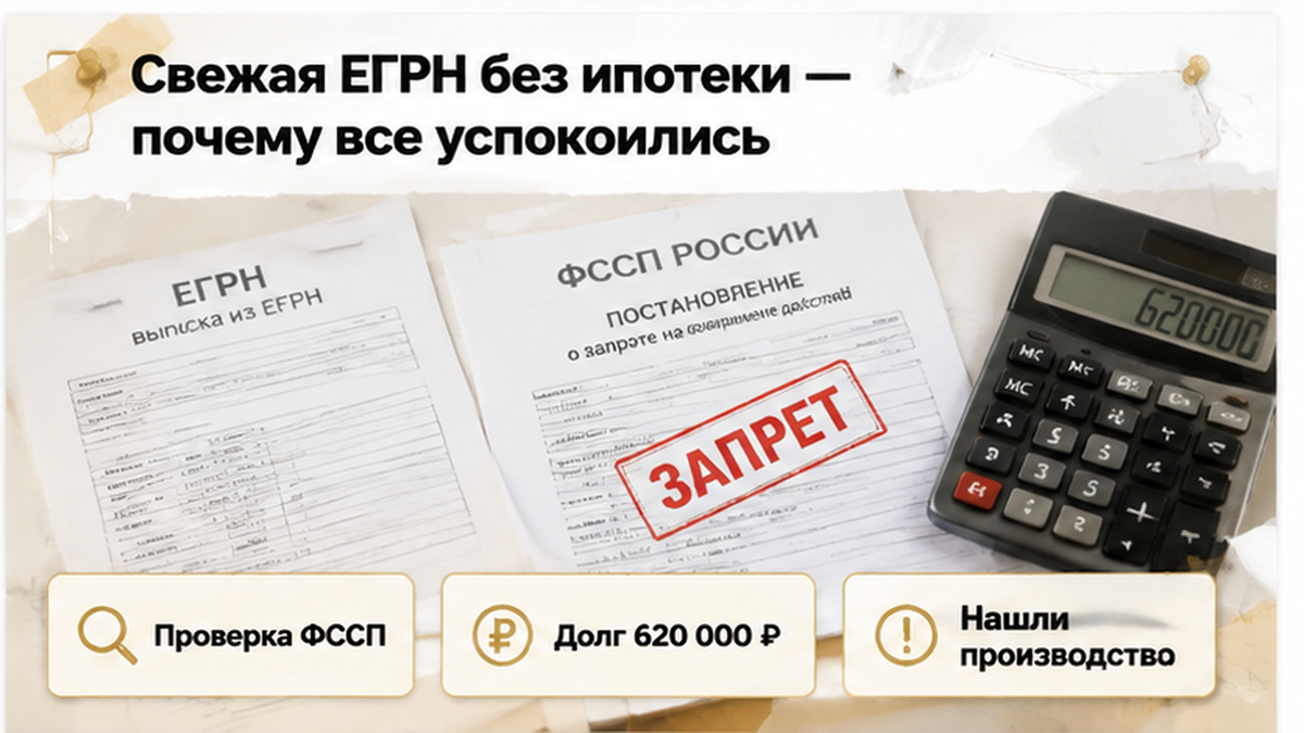 реалистичный кадр (без лица хоста) к разделу «Свежая ЕГРН без ипотеки — почему все успокоились» в Тюмени — иллюстрация к кейсу о сделке.