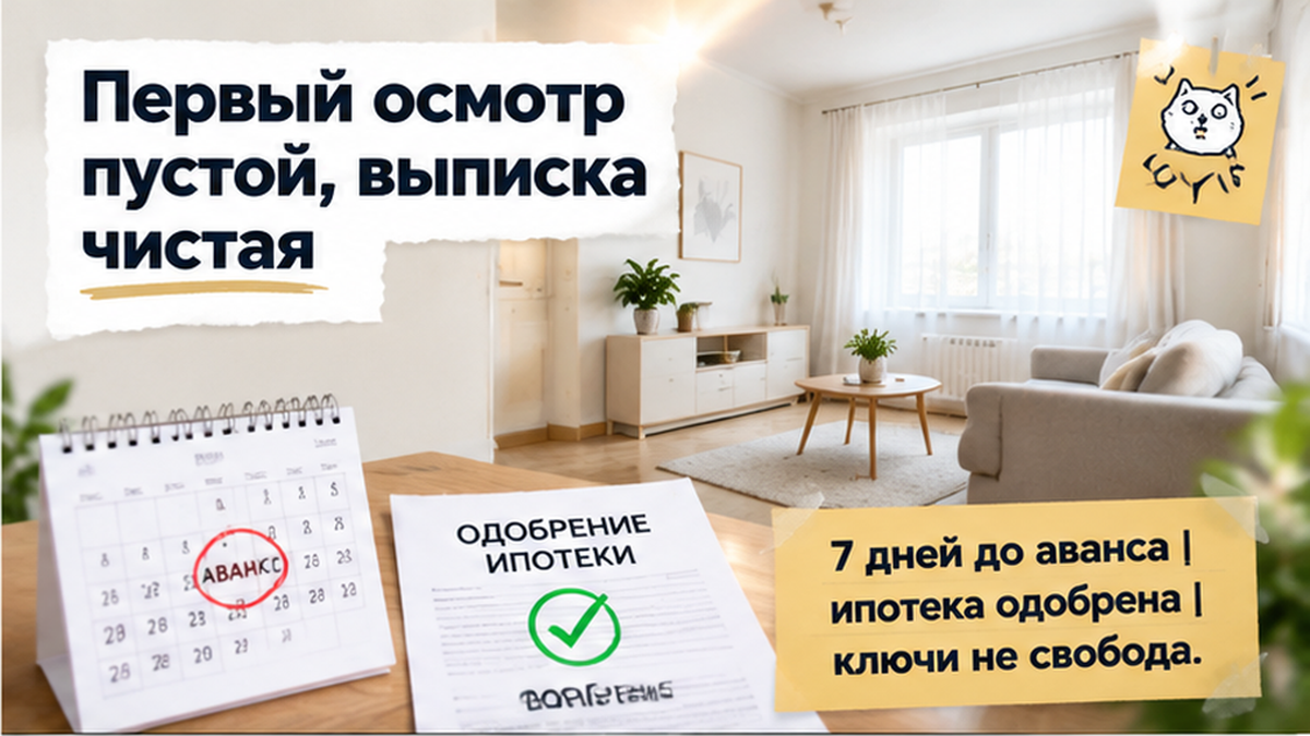 реалистичный кадр (без лица хоста) к разделу «На первом осмотре квартира выглядела пустой, вы…» в Тюмени — иллюстрация к кейсу о сделке.