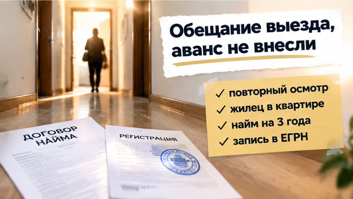 реалистичный кадр (без лица хоста) к разделу «Продавец обещал выезд к ключам — покупатели ава…» в Тюмени — иллюстрация к кейсу о сделке.
