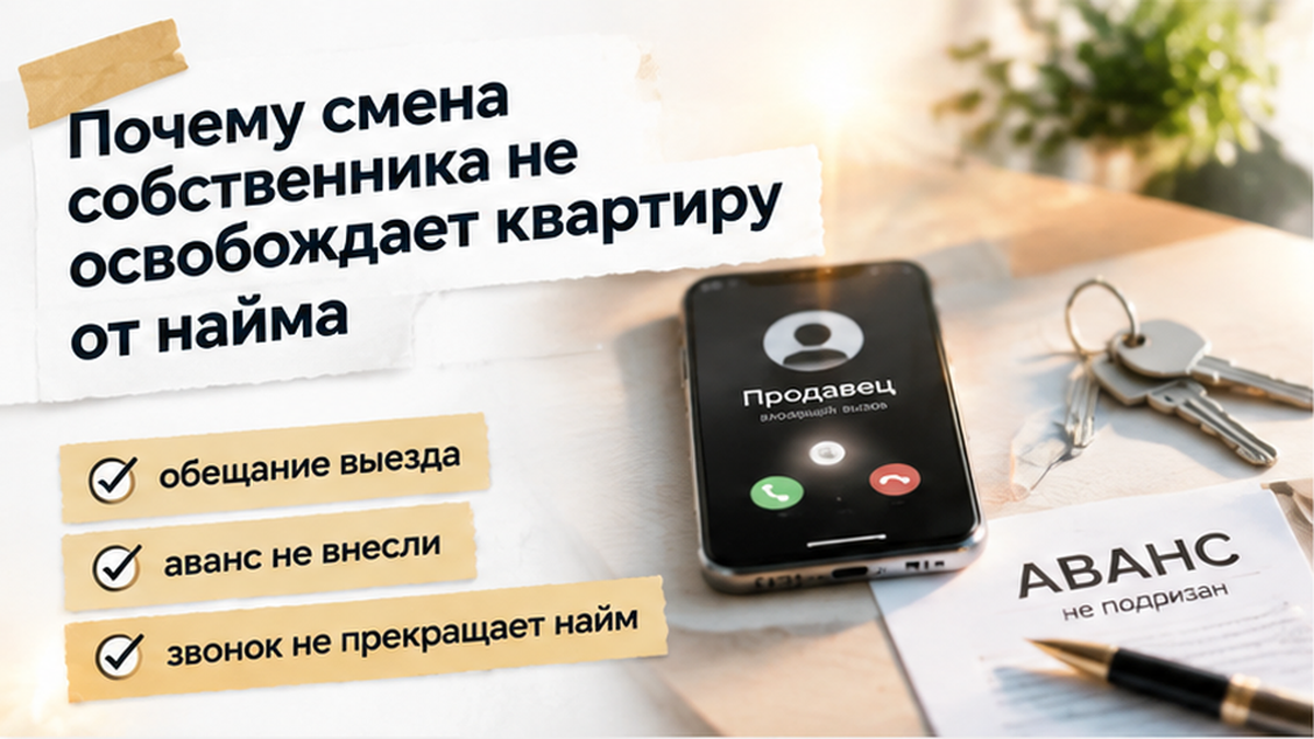 реалистичный кадр (без лица хоста) к разделу «Почему смена собственника не освобождает кварти…» в Тюмени — иллюстрация к кейсу о сделке.