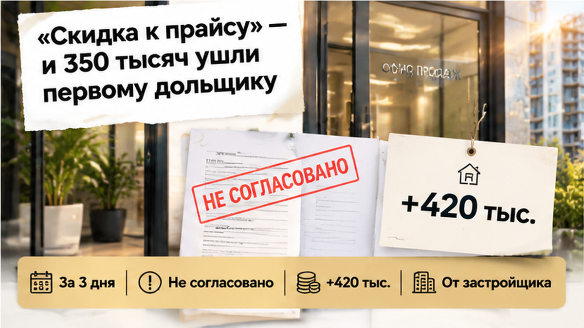 реалистичный кадр (без лица хоста) к разделу ««Скидка к прайсу» — и 350 тысяч ушли первому до…» в Тюмени — иллюстрация к кейсу о сделке.