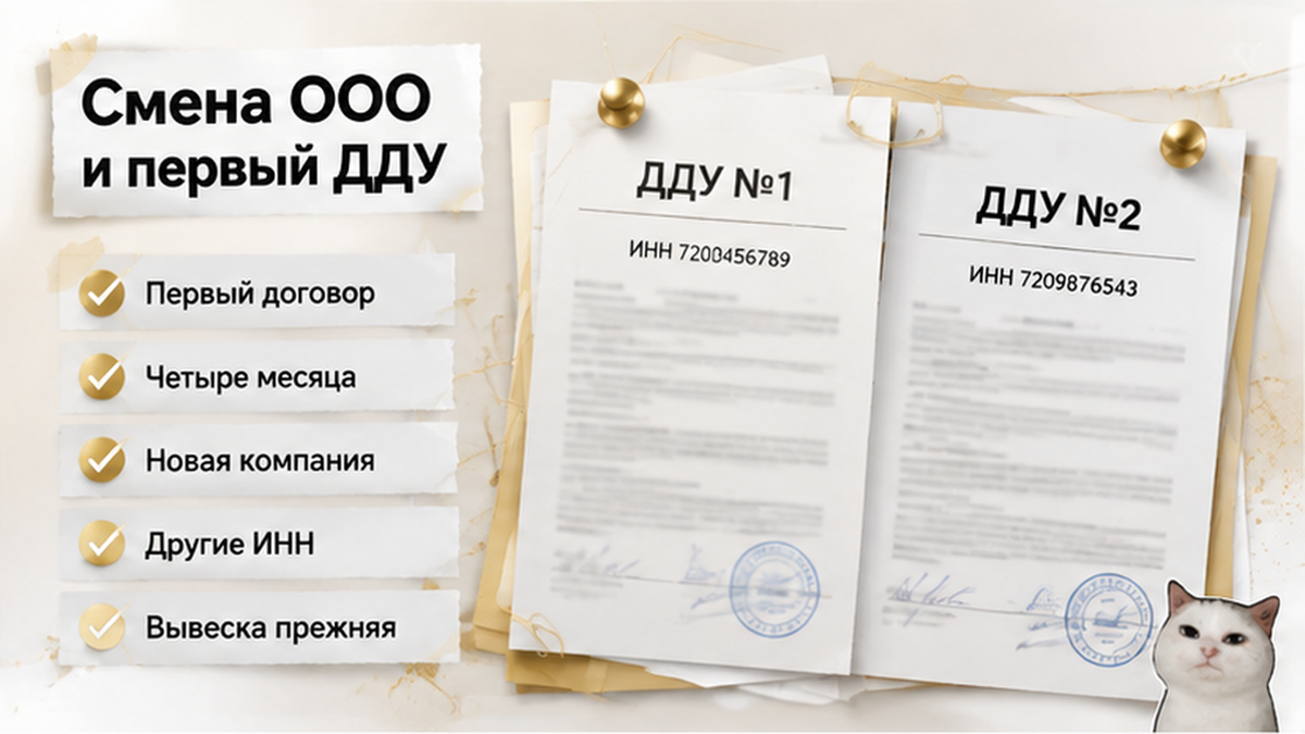 Семья сравнивает два договора ДДУ с разными реквизитами в Тюмени.