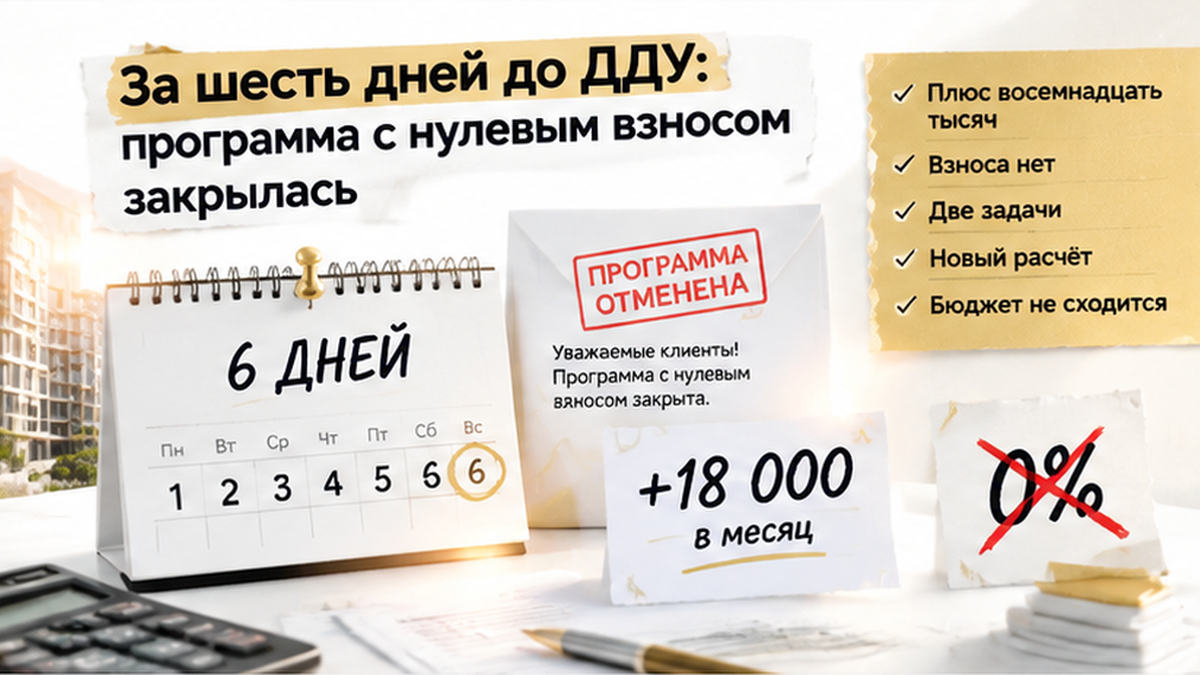 реалистичный кадр (без лица хоста) к разделу «За два дня до ДДУ: финальный полис и новый плат…» в Тюмени — иллюстрация к кейсу о сделке.