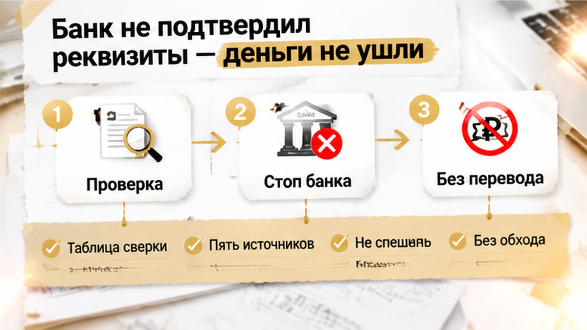 нумерованный процесс / таймлайн по новостройке в Тюмени: Таблица сверки, Пять источников, Не спешить — иллюстрация к разбору сделки.
